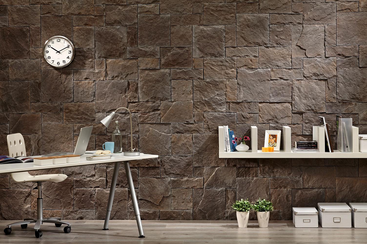 Yoğun dokulu, modern görünümlü Stonewrap Petra kültür taşı duvar kaplaması görseli.