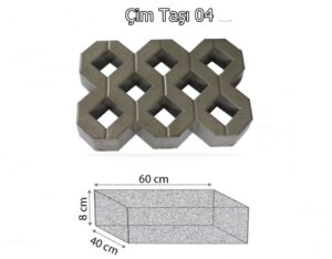 Çim Taşı 60x40*8 Sulu Döküm