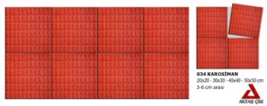 30x30x3 CM Kırmızı Kibrit Kutusu Bahçe Karo Taşı