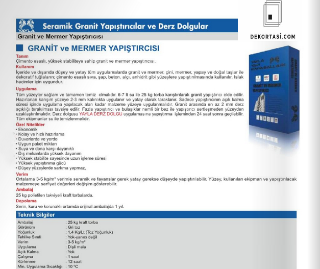 Granit Mermer Yapıştırıcı (25 Kg) - Görsel 2