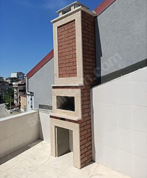 Aktaş Mini Bahçe Şöminesi Gri Tuğladan Yapılmış, gri tuğlalardan yapılmış, küçük alanlar için ideal bir şöminedir.