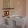 Taş şömine ve lavabo