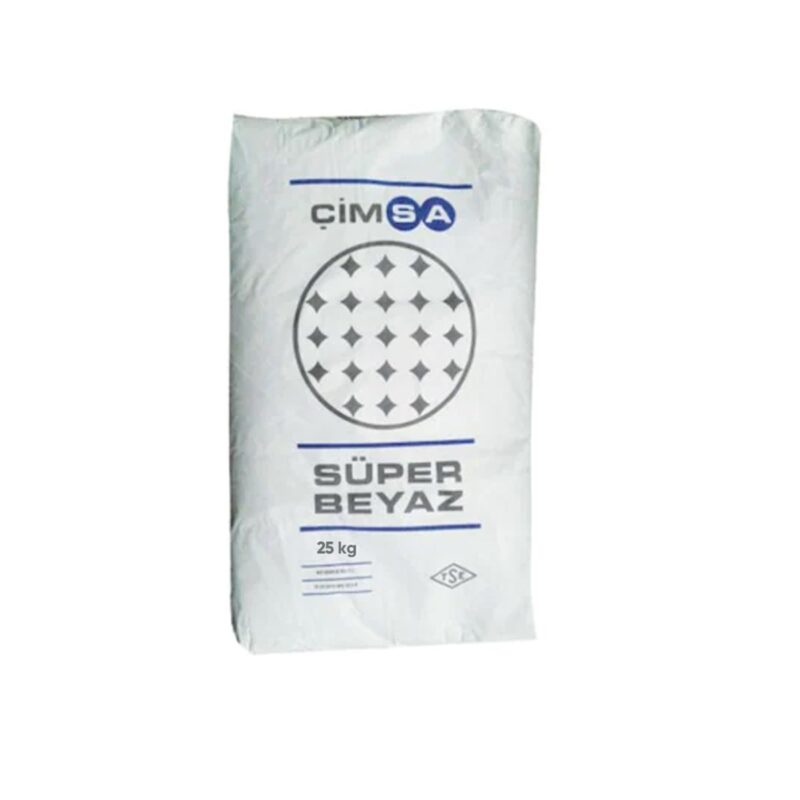 Çimsa Süper Beyaz Çimento 25 KG ambalajı.