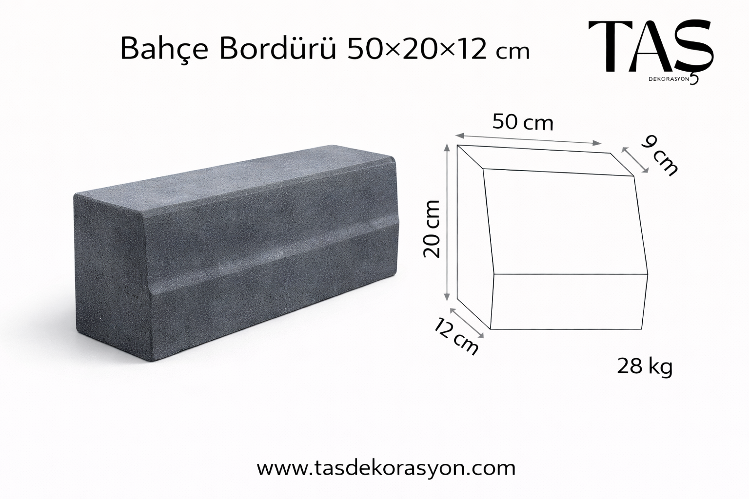 Bahçe Bordürü 50x20x12 cm - Görsel 3