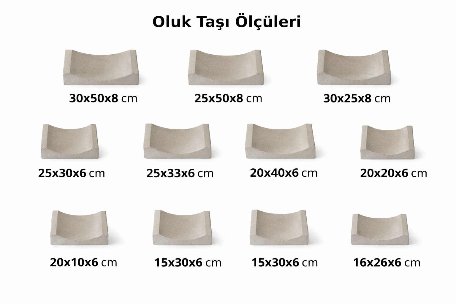 Oluk taşı ölçüleri