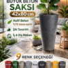 Modern Dekoratif Büyük Beton Saksı 42x80 cm – İç & Dış Mekan Peyzaj Saksısı
