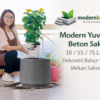 Modern Yuvarlak Beton Saksı – 30-75 Litre Dekoratif Bahçe Saksısı